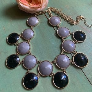Francesca's Collections Black & Gray Round Stone Necklace - NWOT - Neutral Gems